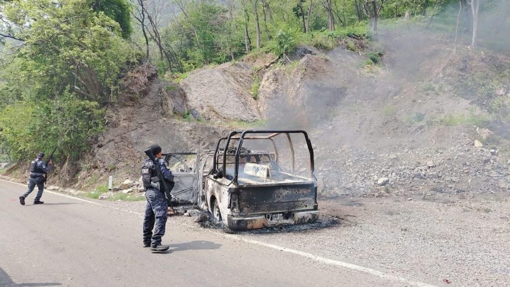 5 elementos de la Policía Estatal fueron atacados y calcinados en Sabinalito de Frontera Comalapa.