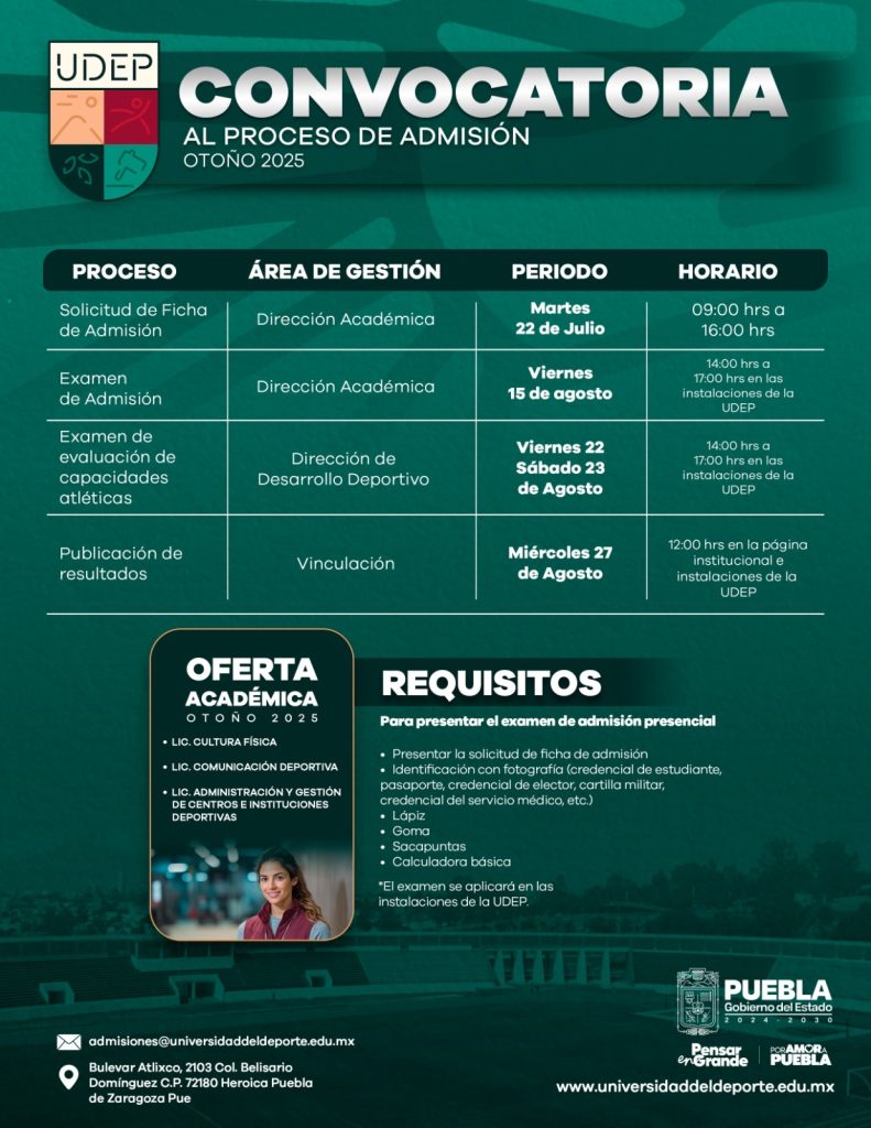 Oficializa UDEP fechas de convocatoria 2025 y lanza sitio para pre-registro