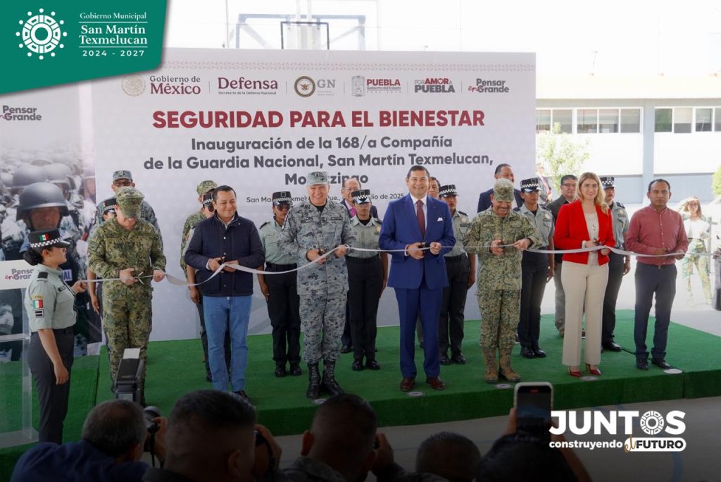 Gobernador Alejandro Armenta y edil Juan Manuel Alonso, inauguran 168/a compañía de la guardia nacional en Moyotzingo
