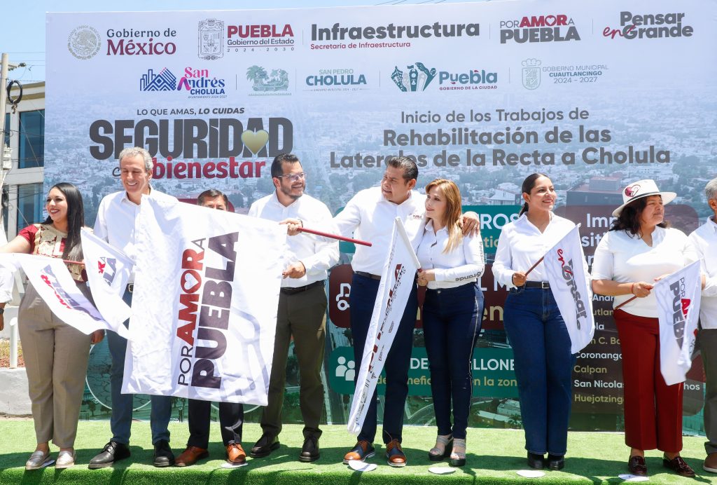 Gobierno de Armenta impulsa seguridad y bienestar con rehabilitación de laterales en Recta a Cholula