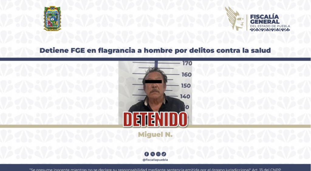 Detiene FGE en flagrancia a hombre por delitos contra la salud