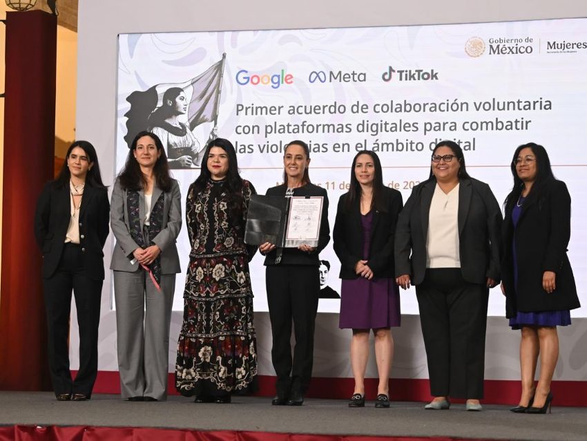 Sheinbaum firma acuerdo con Google, Meta y TikTok para atender denuncias por violencia digital