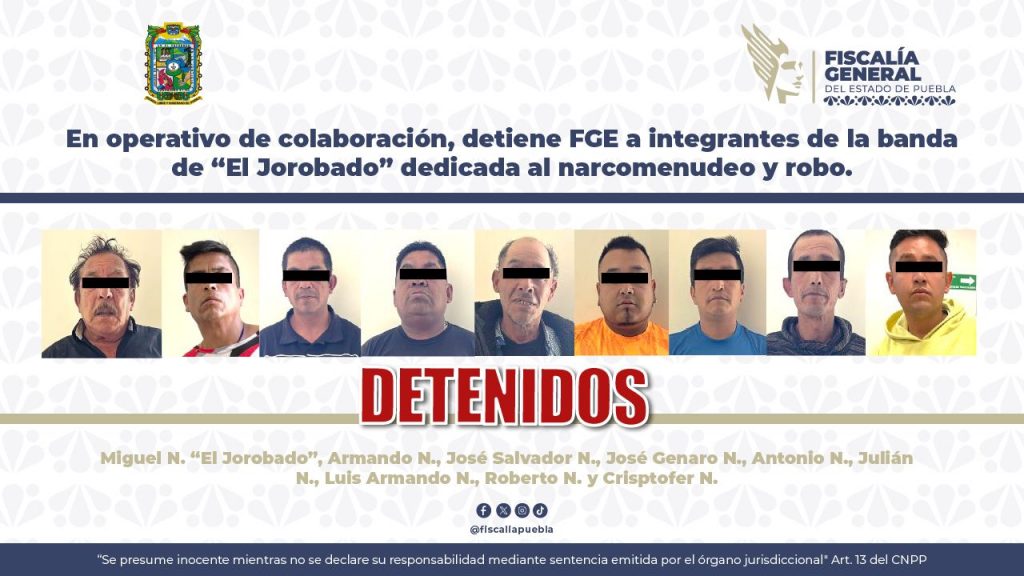 En operativo de colaboración, detiene FGE a integrantes de la banda de “El Jorobado” dedicada al narcomenudeo y robo