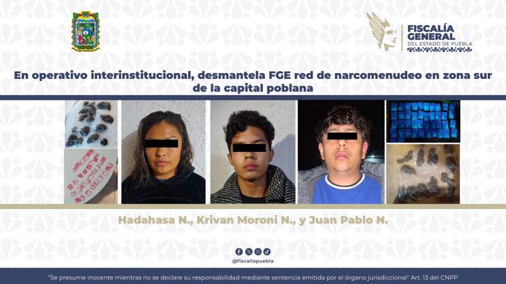 En operativo interinstitucional, desmantela FGE red de narcomenudeo en zona sur de la capital poblana