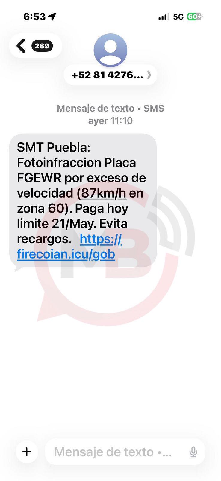 Alertan por nuevo fraude con falsas fotomultas en Puebla a través de mensajes SMS