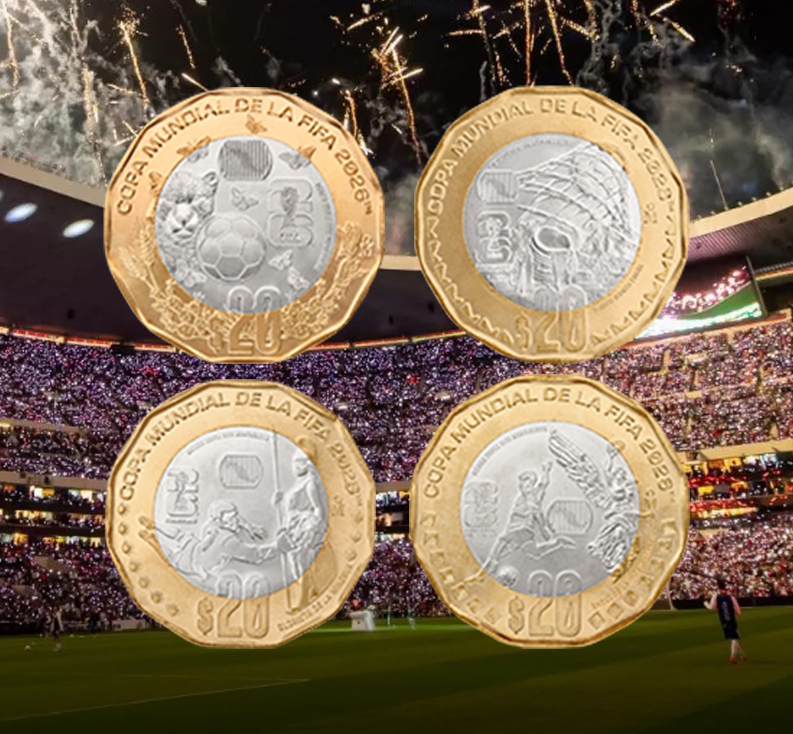 Banxico lanza monedas conmemorativas de 20 pesos rumbo al Mundial FIFA 2026