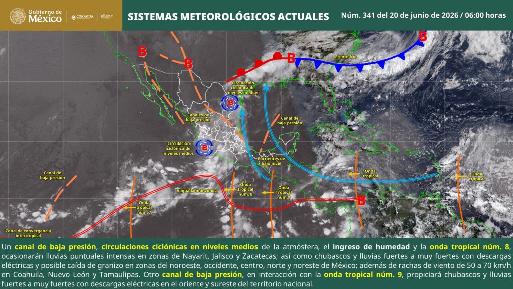 Se prevén lluvias intensas en regiones de Nayarit, Jalisco y Zacatecas, durante este sábado