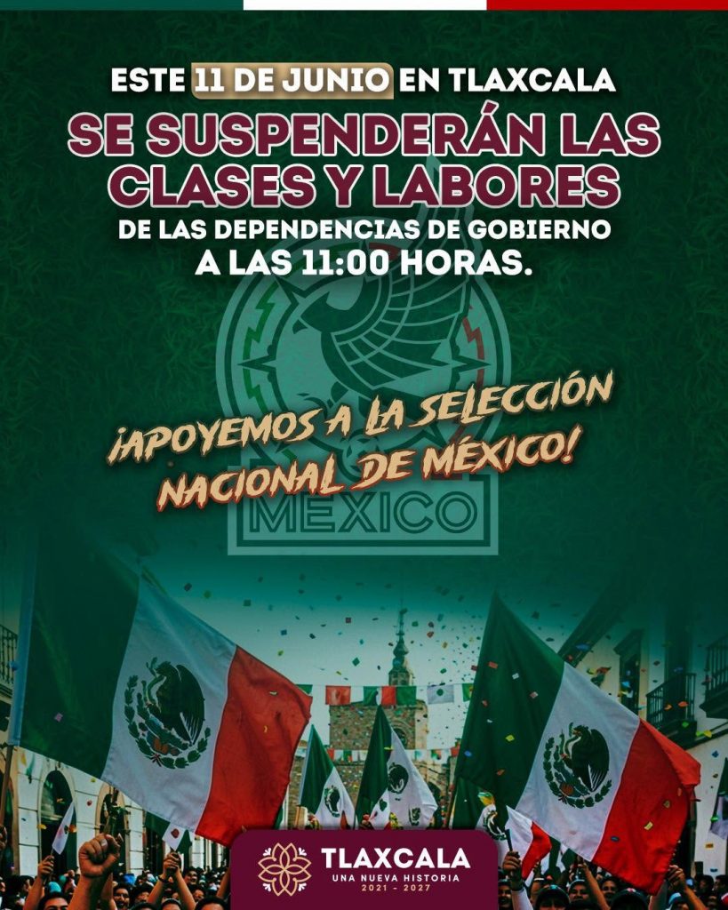 AVISO IMPORTANTE: JORNADA LABORAL CORTA EL 11 DE JUNIO EN TLAXCALA