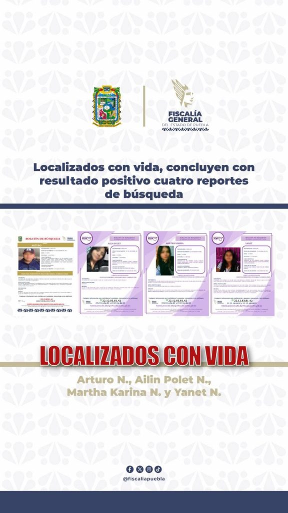 Localizados con vida, concluyen con resultado positivo cuatro reportes de búsqueda