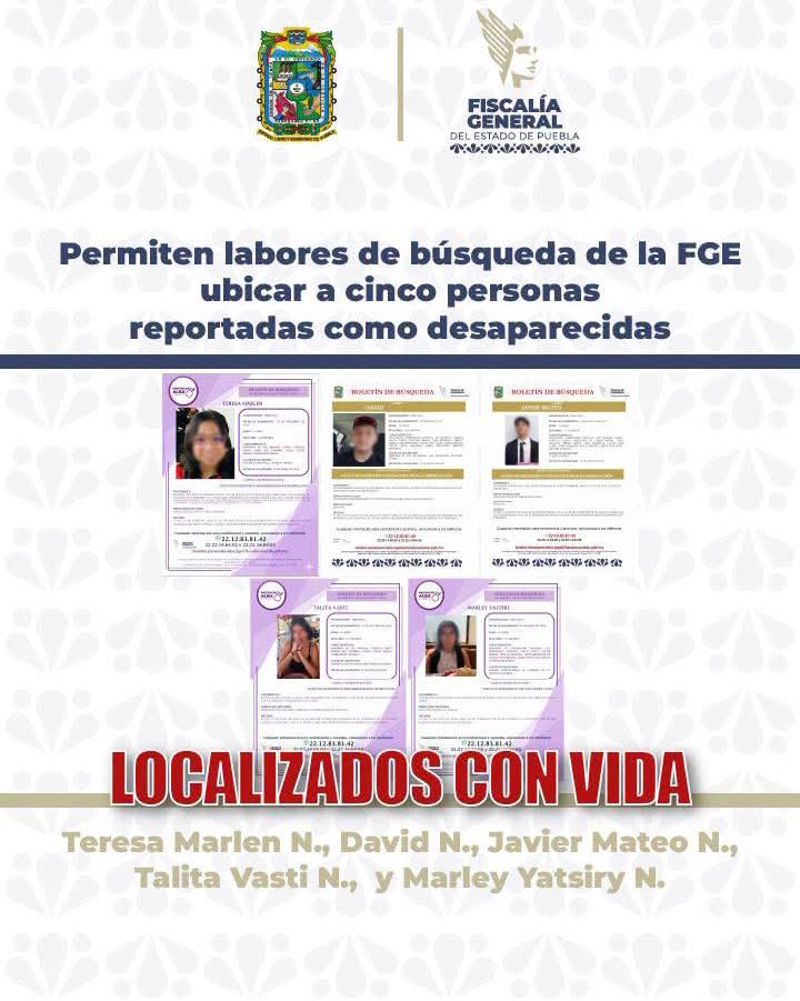 Permiten labores de búsqueda de la FGE ubicar a cinco personas reportadas como desaparecidas