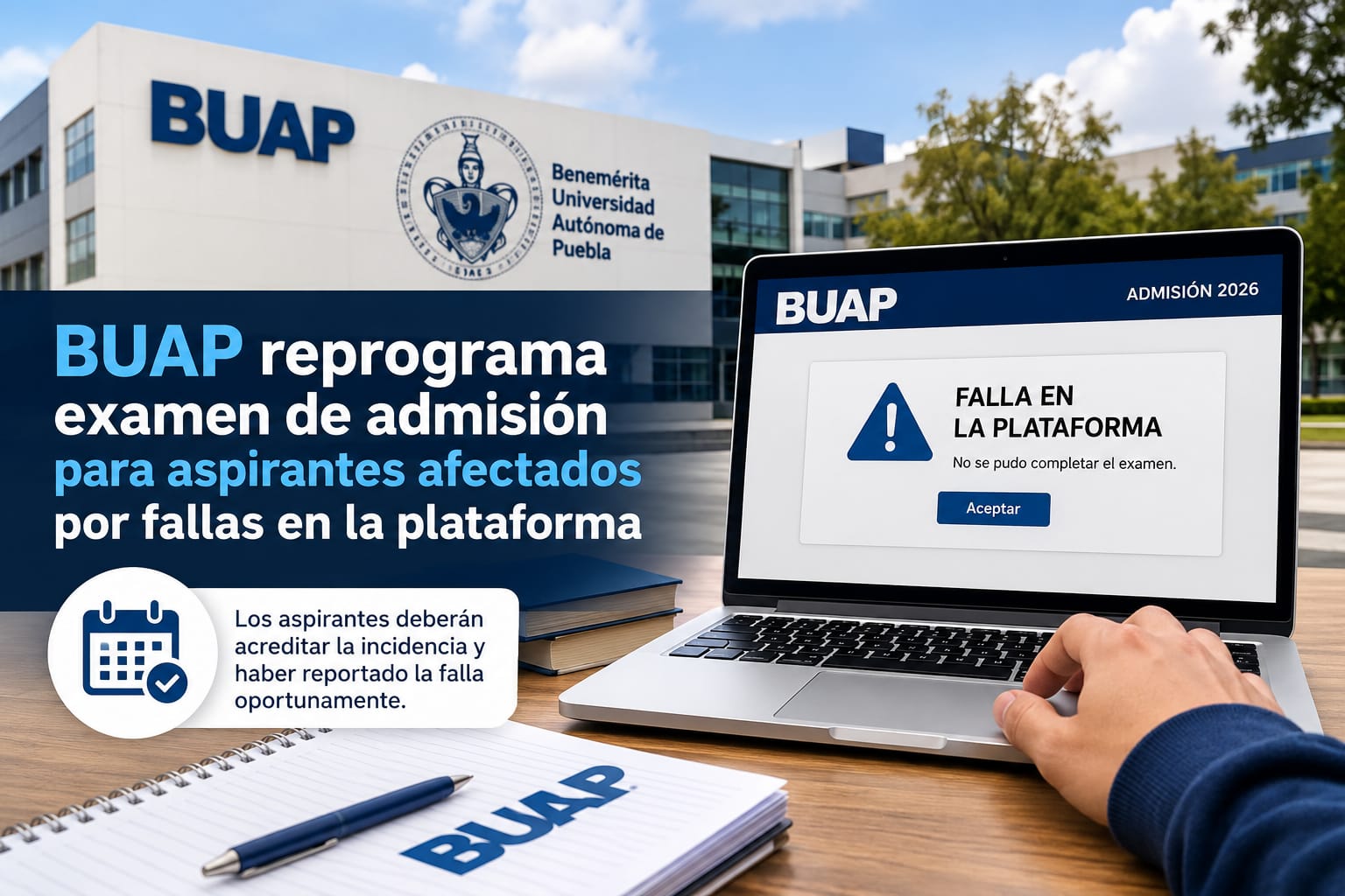 BUAP reprogramará examen de admisión para aspirantes afectados por fallas en plataforma