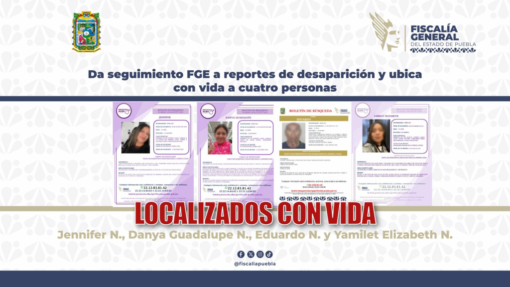 Da seguimiento FGE a reportes de desaparición y ubica con vida a cuatro personas
