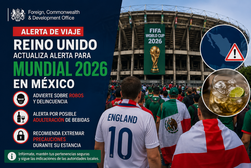 Reino Unido alerta a sus aficionados por robos y bebidas adulteradas rumbo al México vs Inglaterra