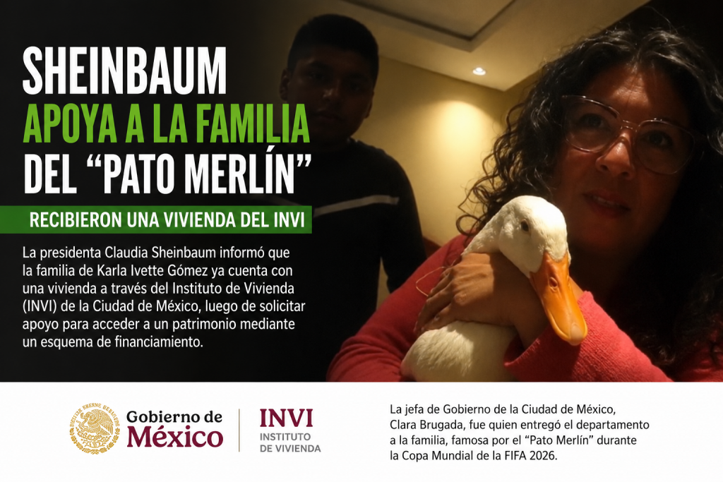 Sheinbaum apoya a la familia del “Pato Merlín”; recibieron una vivienda del INVI