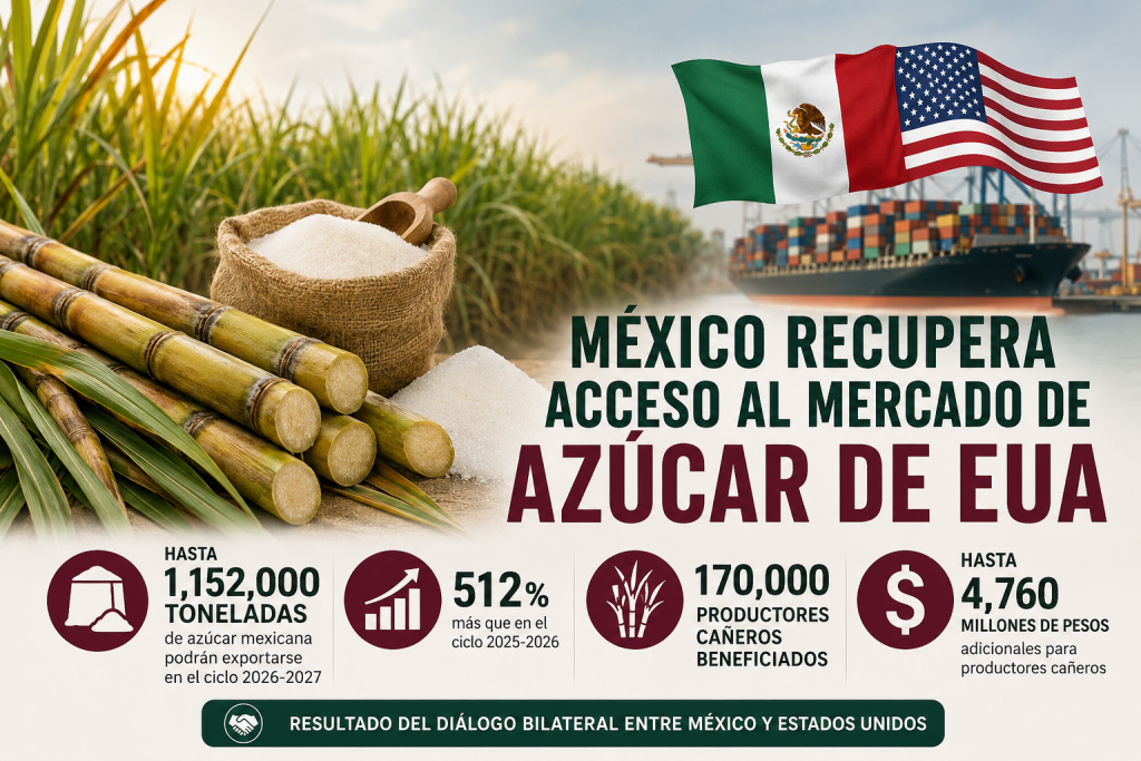 Se recupera el acceso de azúcar mexicana al mercado de EUA
