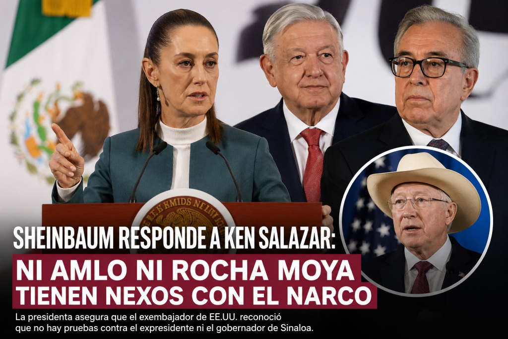 Sheinbaum asegura que Ken Salazar descartó vínculos de AMLO y Rocha Moya con el narcotráfico