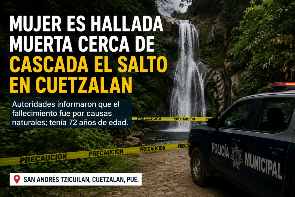 Mujer es hallada muerta cerca de cascada El Salto en Cuetzalan 