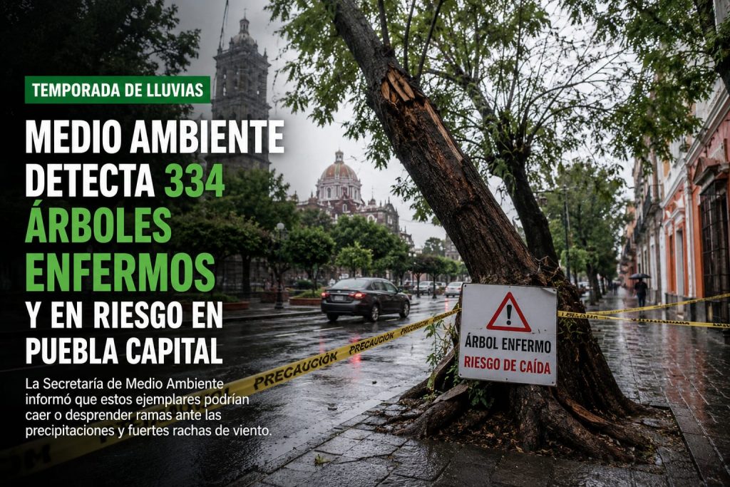 Medio Ambiente detecta 334 árboles enfermos y en riesgo durante lluvias en Puebla capital