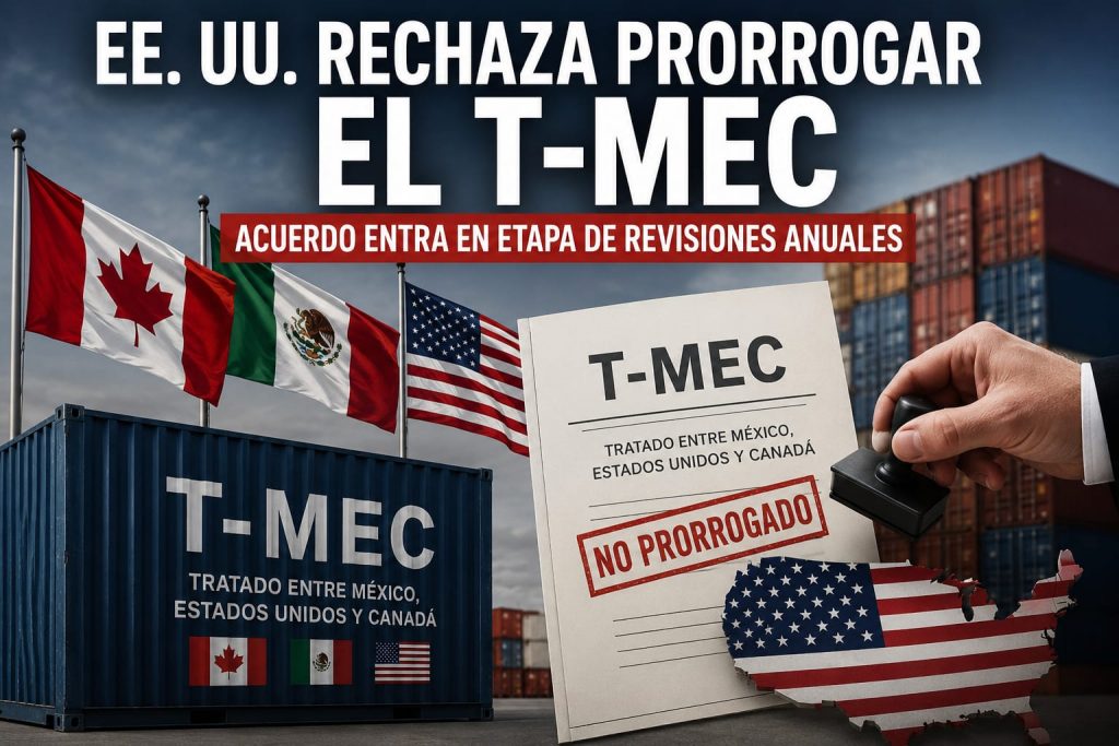Estados Unidos rechaza prorrogar el T-MEC; acuerdo seguirá bajo revisiones anuales