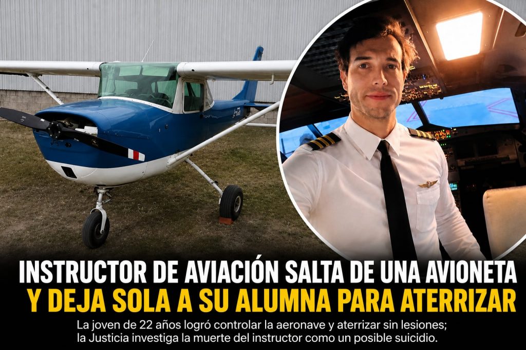 Tragedia en Argentina: instructor se lanza de una avioneta y deja a su alumna al mando