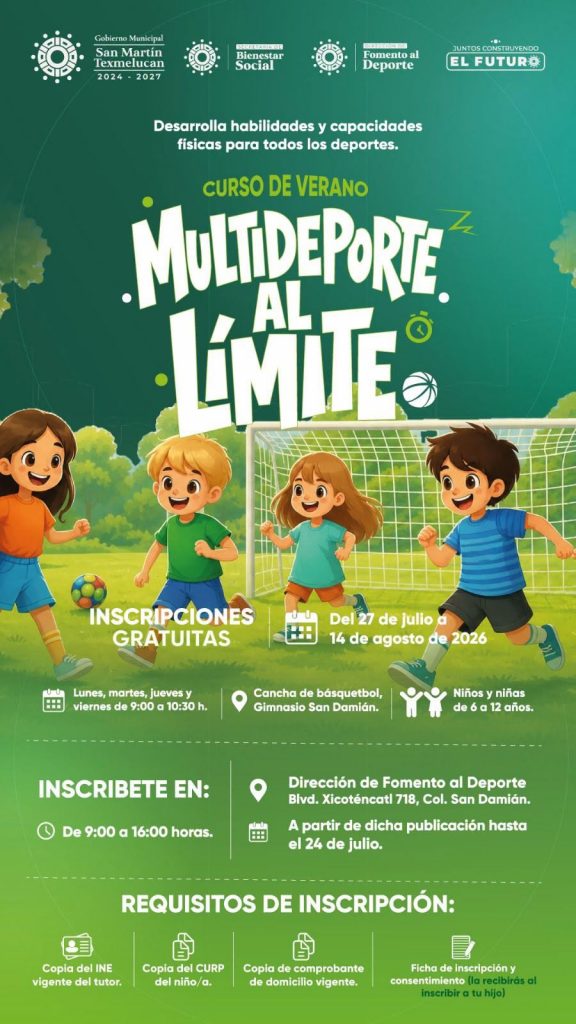GOBIERNO DE TEXMELUCAN IMPULSA EL DESARROLLO INFANTIL CON EL CURSO DE VERANO “MULTIDEPORTE AL LÍMITE”