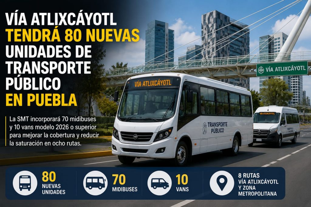 Vía Atlixcáyotl tendrá 80 nuevas unidades de transporte público en Puebla