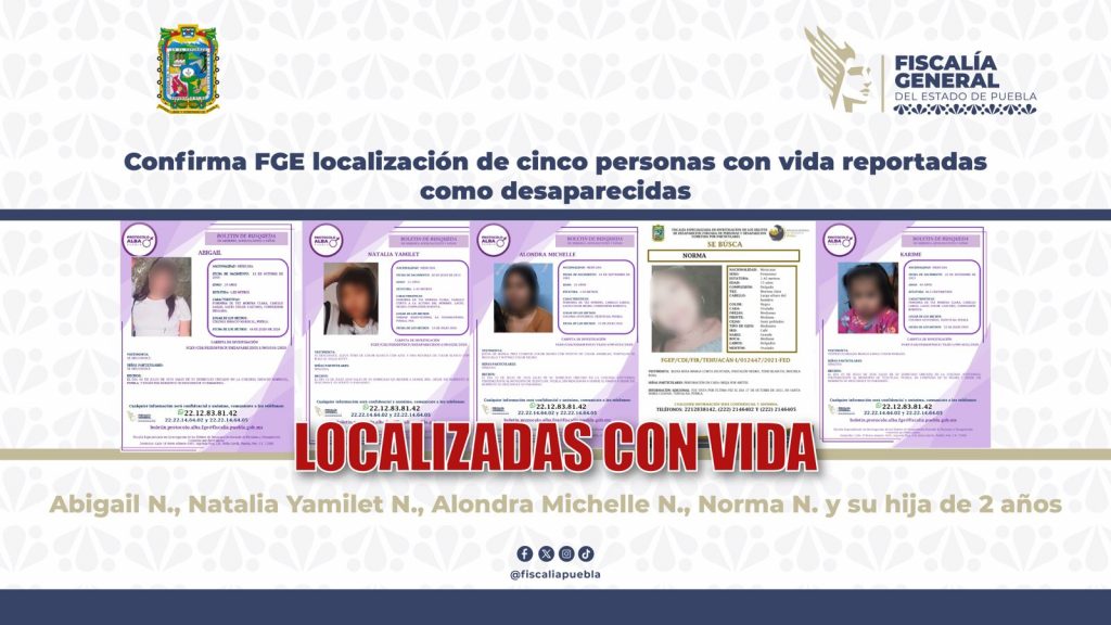 Confirma FGE localización de cinco personas con vida reportadas como desaparecidas
