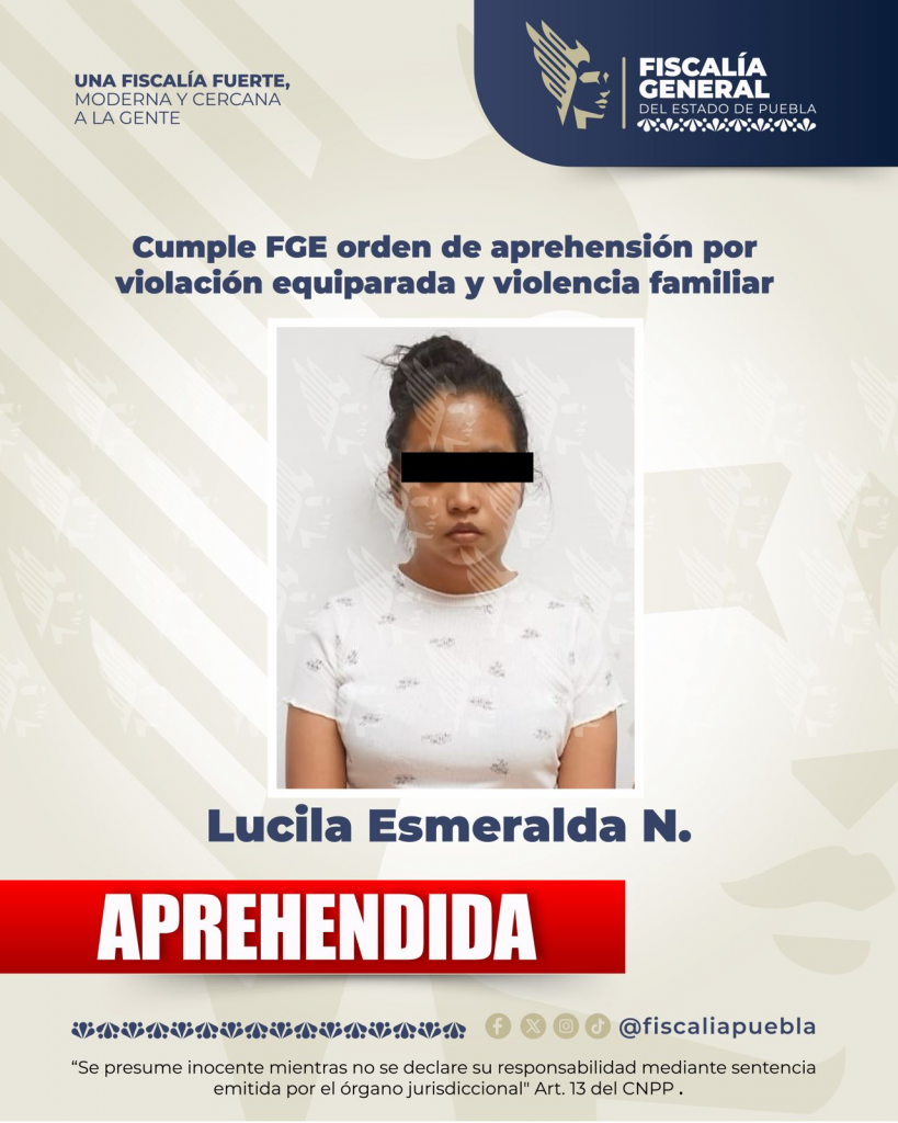 Cumple FGE orden de aprehensión por violación equiparada y violencia familiar