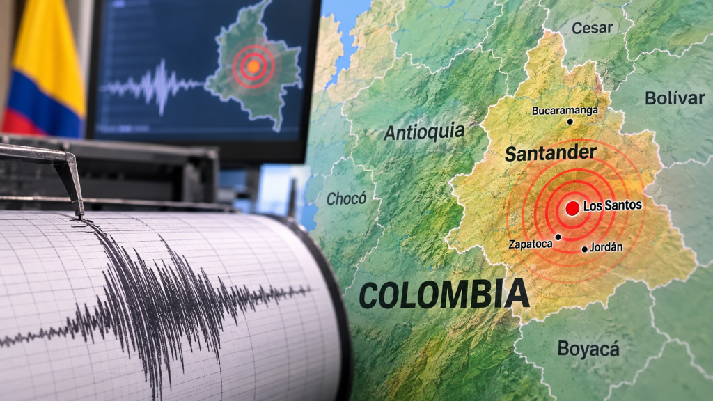 Sismo sacude Colombia con epicentro en Los Santos, Santander
