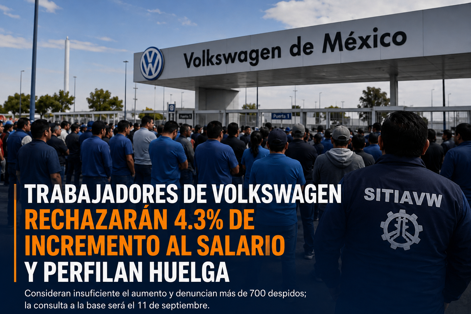 Trabajadores de Volkswagen rechazarán 4.3% de incremento al salario y perfilan huelga