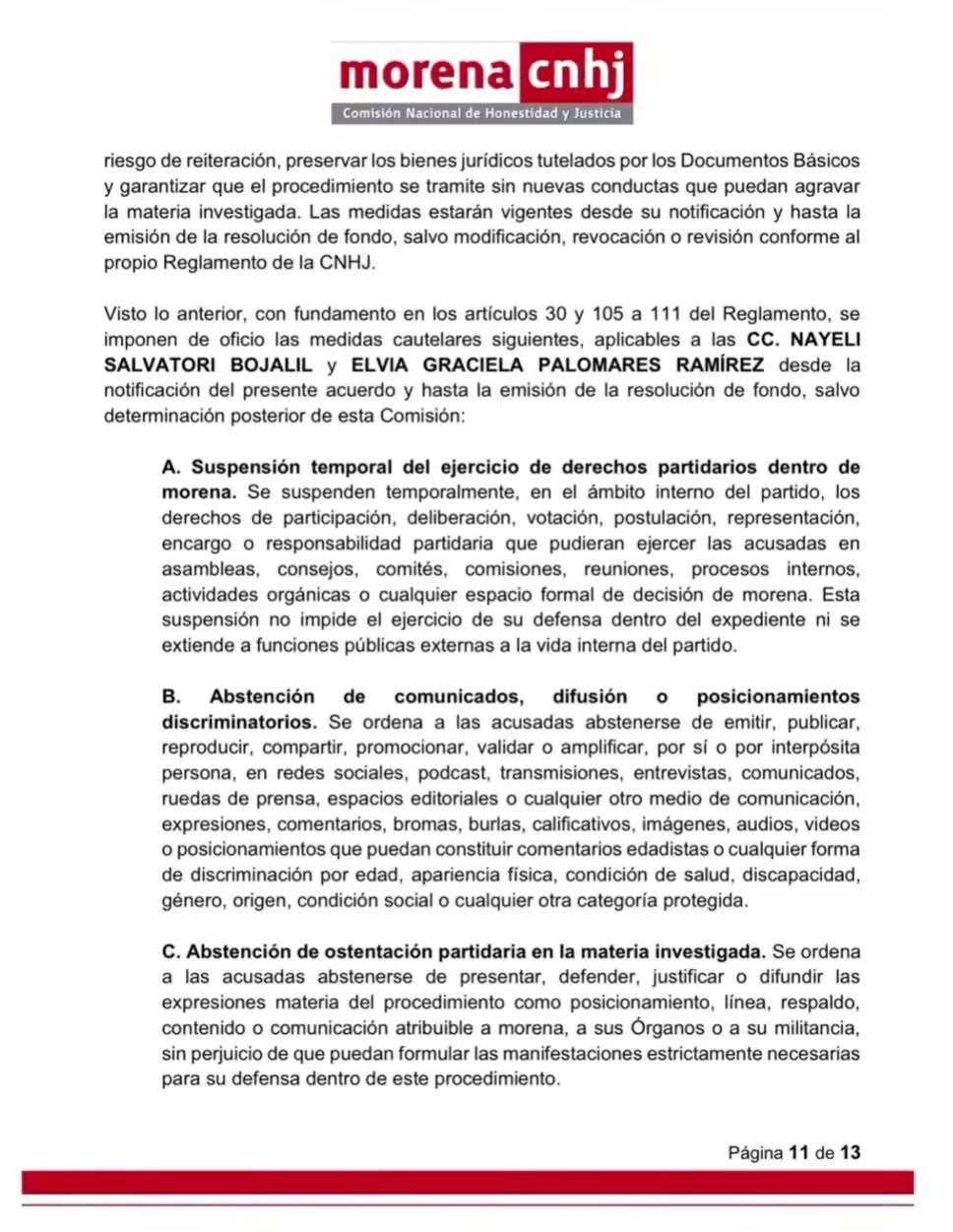 Morena suspende temporalmente a Nayeli Salvatori y Graciela Palomares