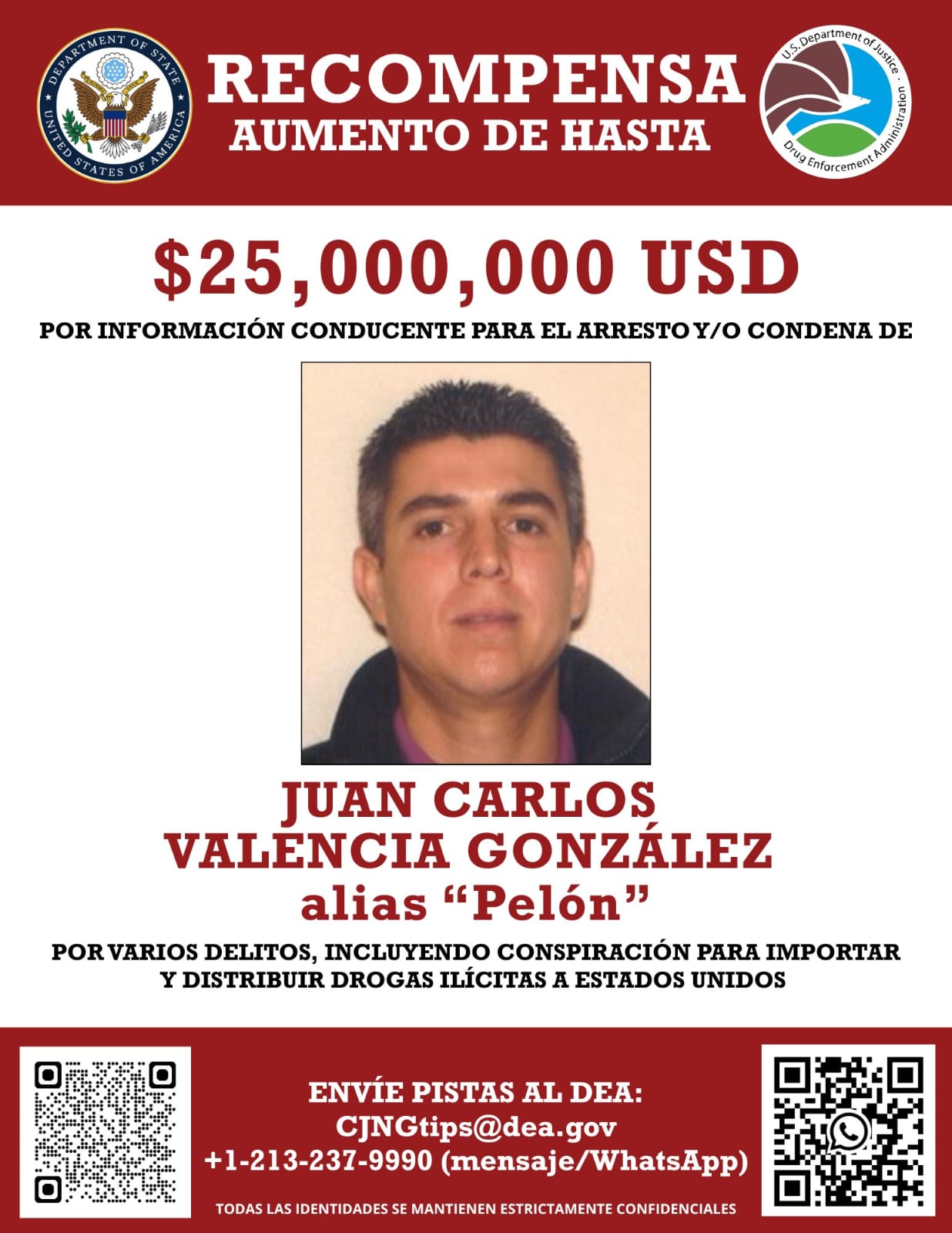 Estados Unidos ofrece más de 100 millones de dólares por líderes del CJNG