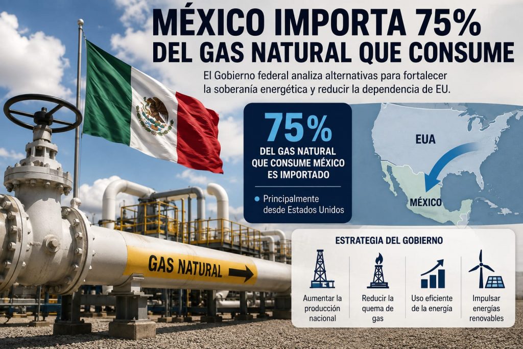 México depende de EU para 75% del gas natural que consume