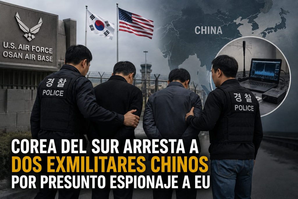 Corea del Sur arresta a dos exmilitares chinos por presunto espionaje a fuerzas de EU