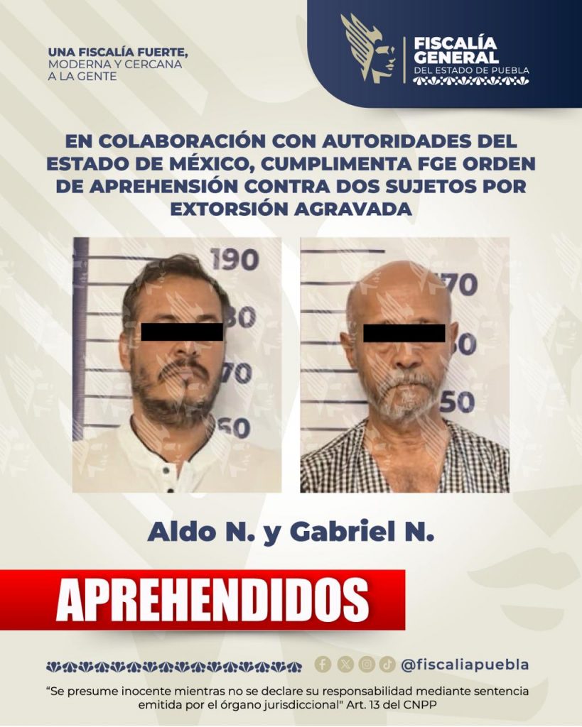 En colaboración con autoridades del Estado de México, cumplimenta FGE orden de aprehensión contra dos sujetos por extorsión agravada