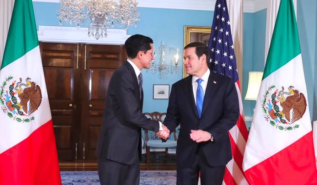 Reunión entre el secretario de Relaciones Exteriores, Roberto Velasco Álvarez, y el secretario de Estado de Estados Unidos, Marco Rubio