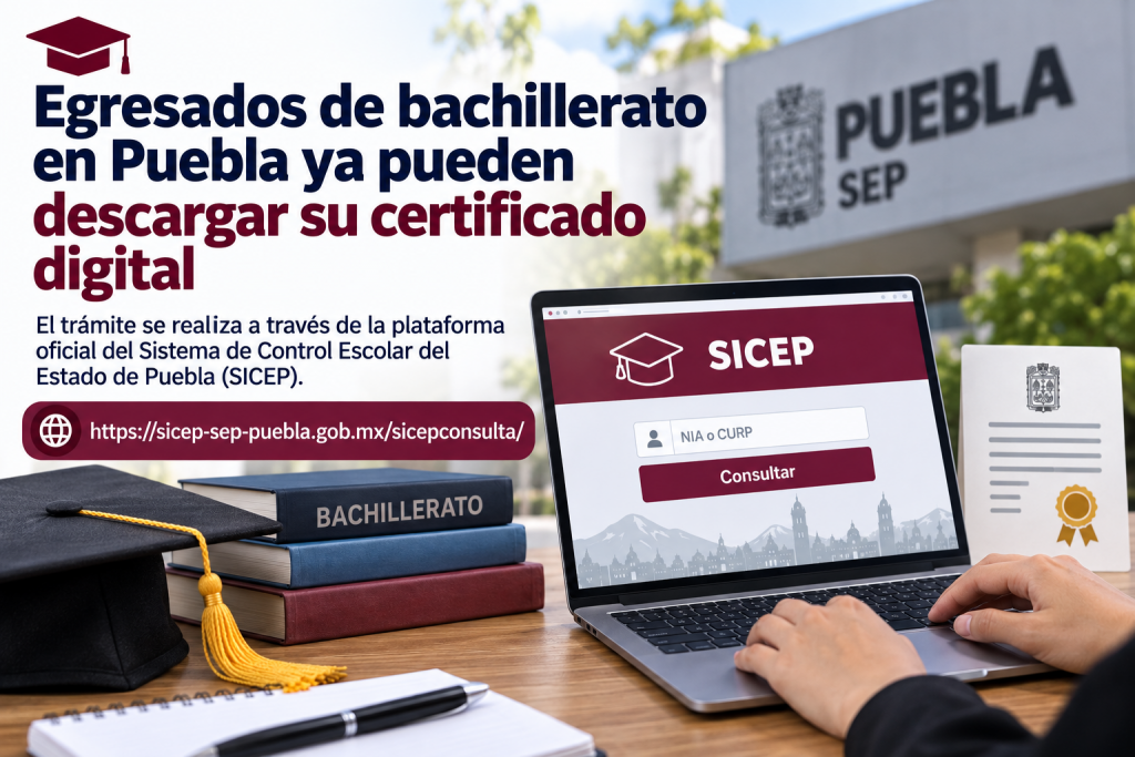 Egresados de bachillerato en Puebla ya pueden descargar su certificado digital