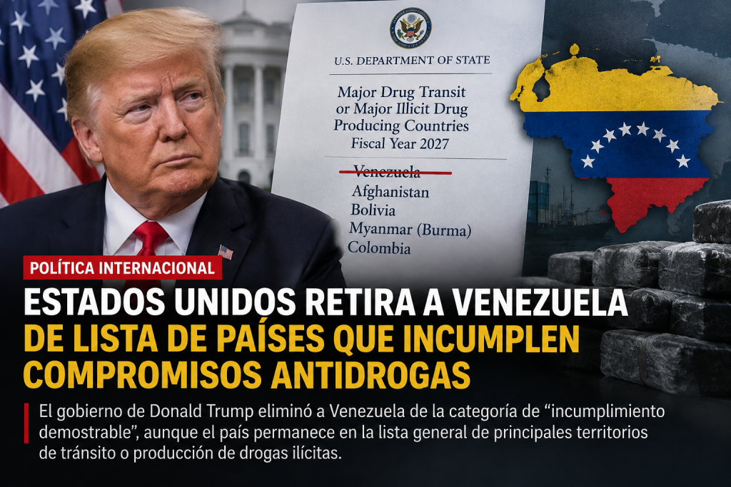 Estados Unidos quita a Venezuela de la lista de países narcotraficantes