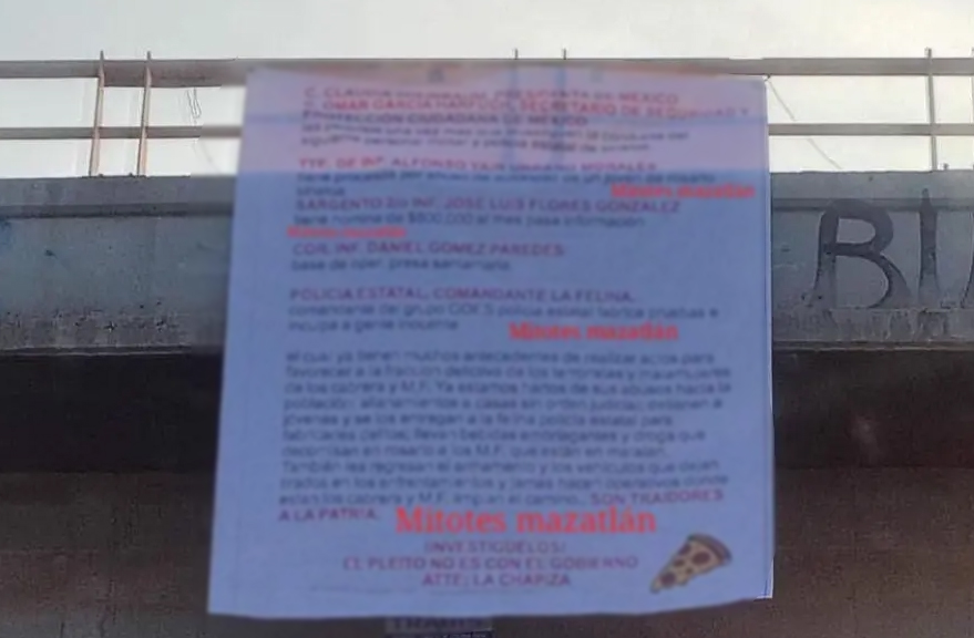 Aparecen narcomantas en Mazatlán, Rosario y Concordia; piden investigar a mandos de seguridad