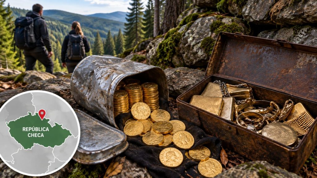 Encuentran tesoro de casi 600 monedas de oro escondido en un bosque de República Checa