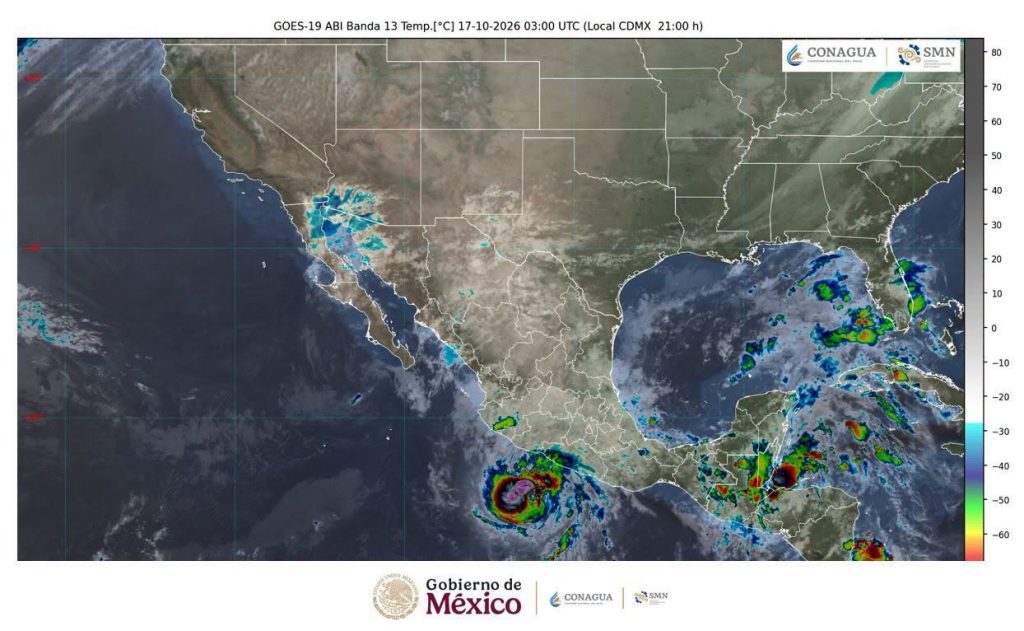 Esta noche, Trudy ocasiona lluvias intensas en Guerrero y Oaxaca, muy fuertes en Colima y Michoacán y fuertes en Jalisco