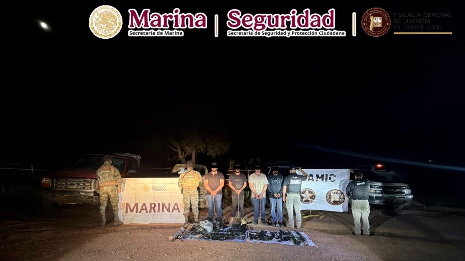 EN SONORA, TRAS UN OPERATIVO COORDINADO, SE NEUTRALIZA A UN OBJETIVO PRIORITARIO Y SE DETIENE A CUATRO INTEGRANTES DE UN GRUPO DELICTIVO