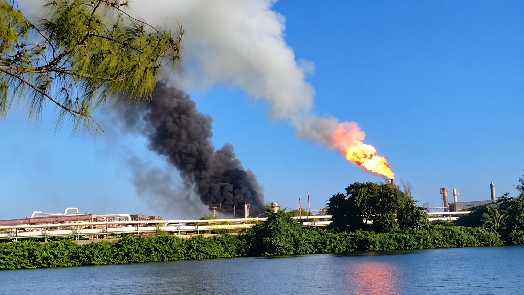 Conato de incendio en Refinería Olmeca fue provocado por sobrecalentamiento: Pemex
