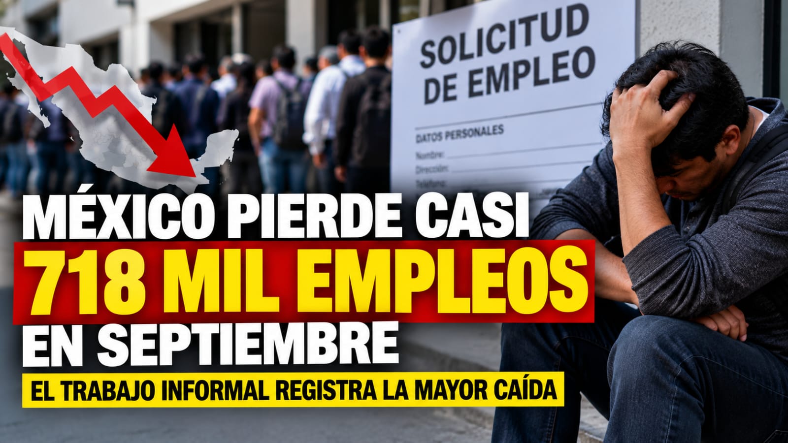 717 mil 972 mexicanos se quedaron sin empleo en septiembre; informalidad concentra la mayor caída